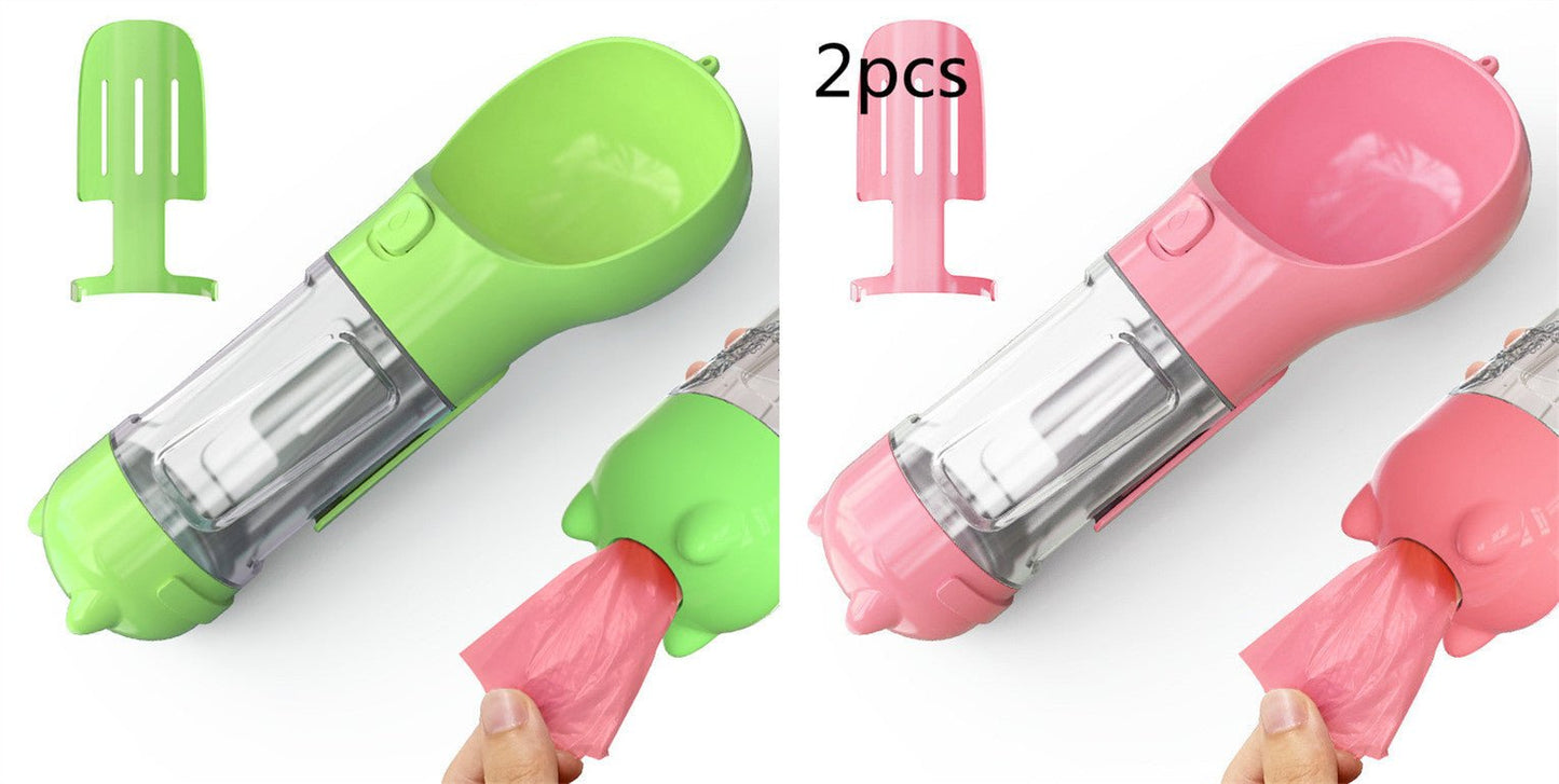 Bouteille d'eau pour animaux de compagnie avec distributeur, bol, sac poubelle, rangement, portable, voyage en extérieur, 3 en 1 pour chien. - KaoKao