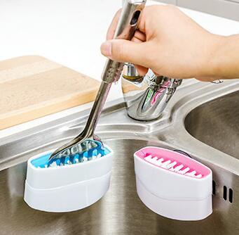 Brosse de nettoyage pour couteau et fourchette créatifs avec brosse de nettoyage pour fruits et légumes, brosse de nettoyage de cuisine avec ventouse. - KaoKao