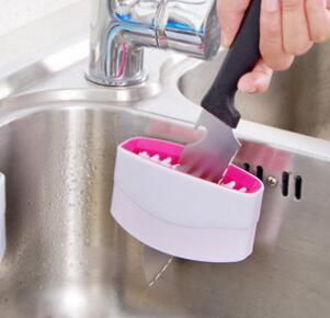 Brosse de nettoyage pour couteau et fourchette créatifs avec brosse de nettoyage pour fruits et légumes, brosse de nettoyage de cuisine avec ventouse. - KaoKao