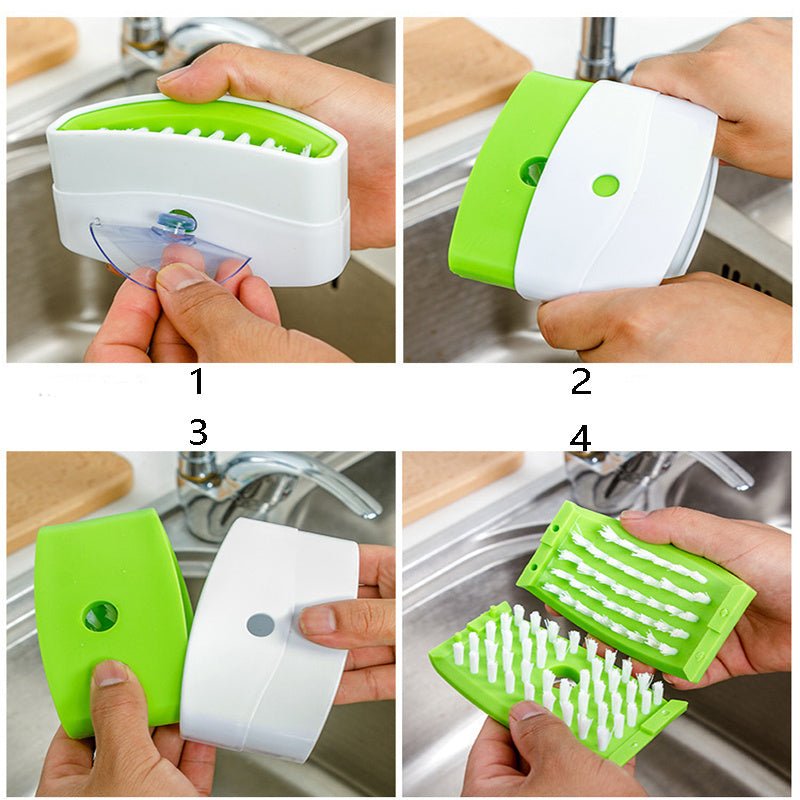 Brosse de nettoyage pour couteau et fourchette créatifs avec brosse de nettoyage pour fruits et légumes, brosse de nettoyage de cuisine avec ventouse. - KaoKao