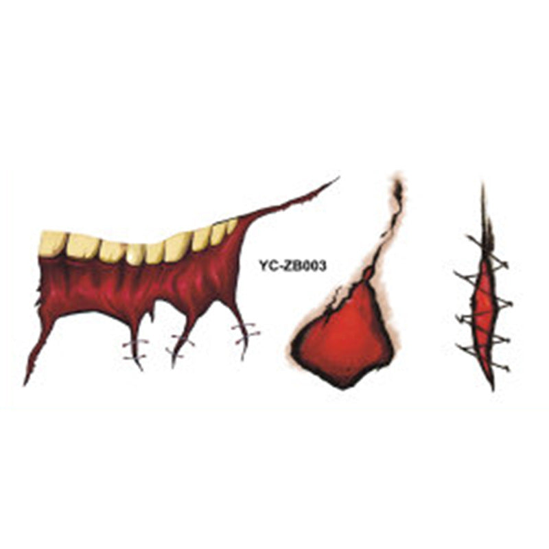Nouveau produit Halloween autocollant de tatouage de bouche lèvres effrayantes décoration bricolage
