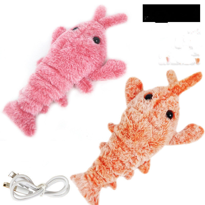 Jouets pour animaux de compagnie, crevette sautante électrique, chargement USB, simulation de homard, jouet en peluche amusant pour chats.