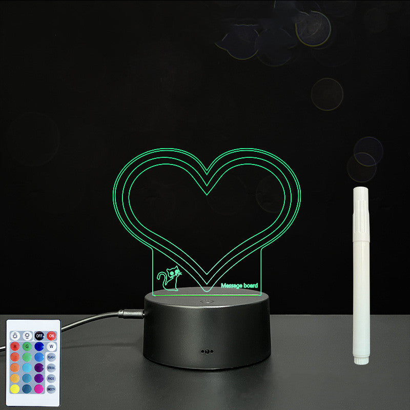 Tableau de message en acrylique 3D avec écriture à la main et lumière LED