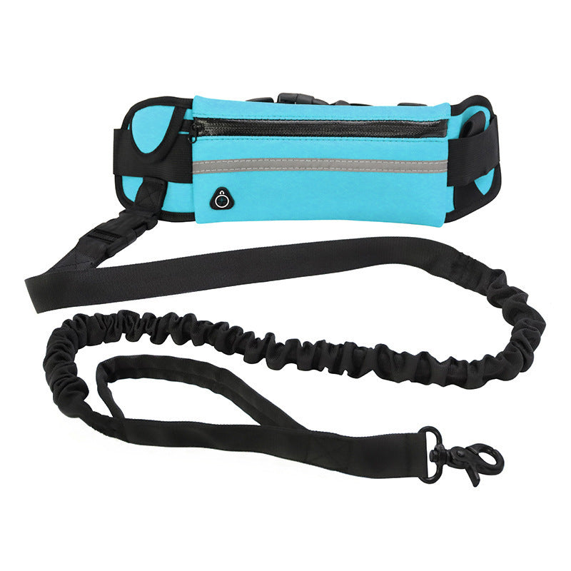 Laisse pour chien mains libres, ceinture de promenade et d'entraînement pour animaux de compagnie avec laisse élastique absorbant les chocs pour chiens de grande taille jusqu'à 180 lbs, poche pour téléphone et support pour bouteille d'eau.