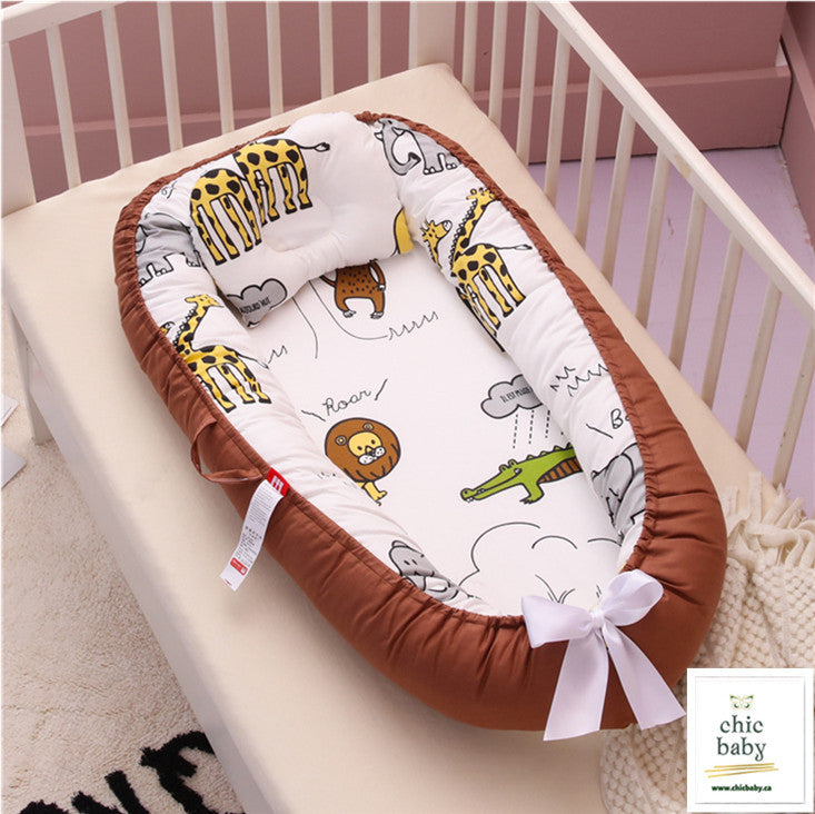 Lit de voyage pour enfants, berceau portable, amovible et lavable en coton.