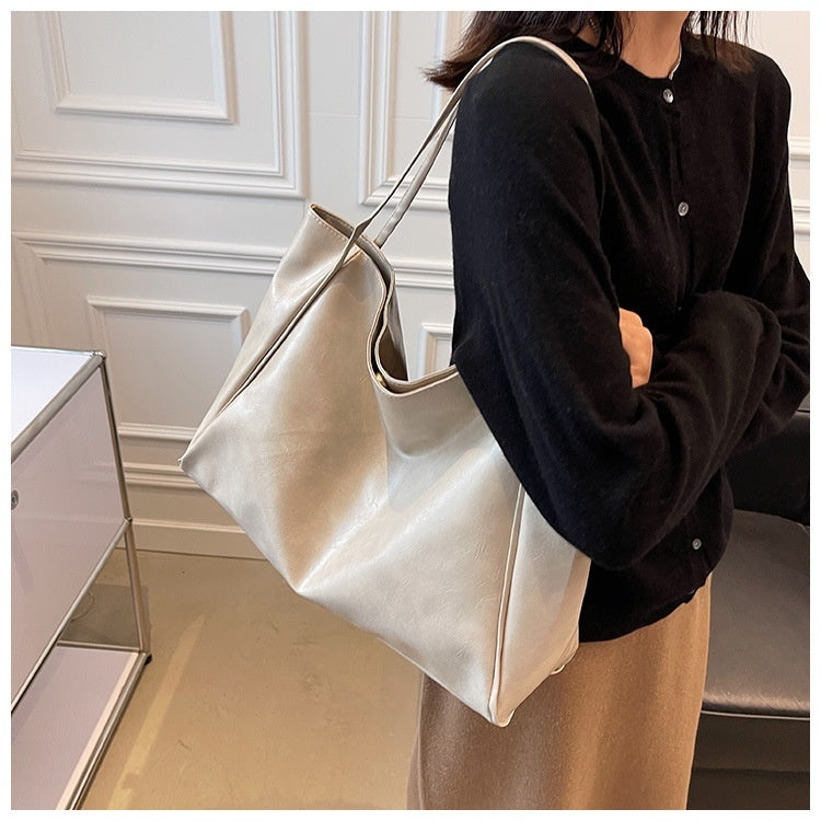Sac fourre-tout vintage pour femme, sac à bandoulière en cuir de grande capacité, style sportif et décontracté, style Harajuku, simple
