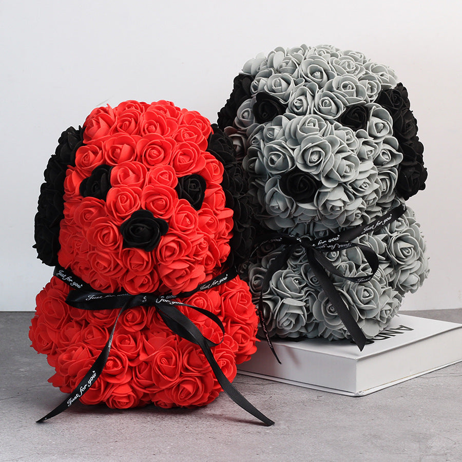 Décoration de cadeau de Noël en forme de poupée chien rose de style créatif