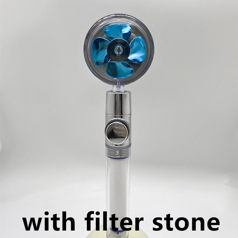 Pommeau de douche à économie d'eau, rotation à 360 degrés avec petit ventilateur, buse de pulvérisation haute pression ABS, accessoires de salle de bain.