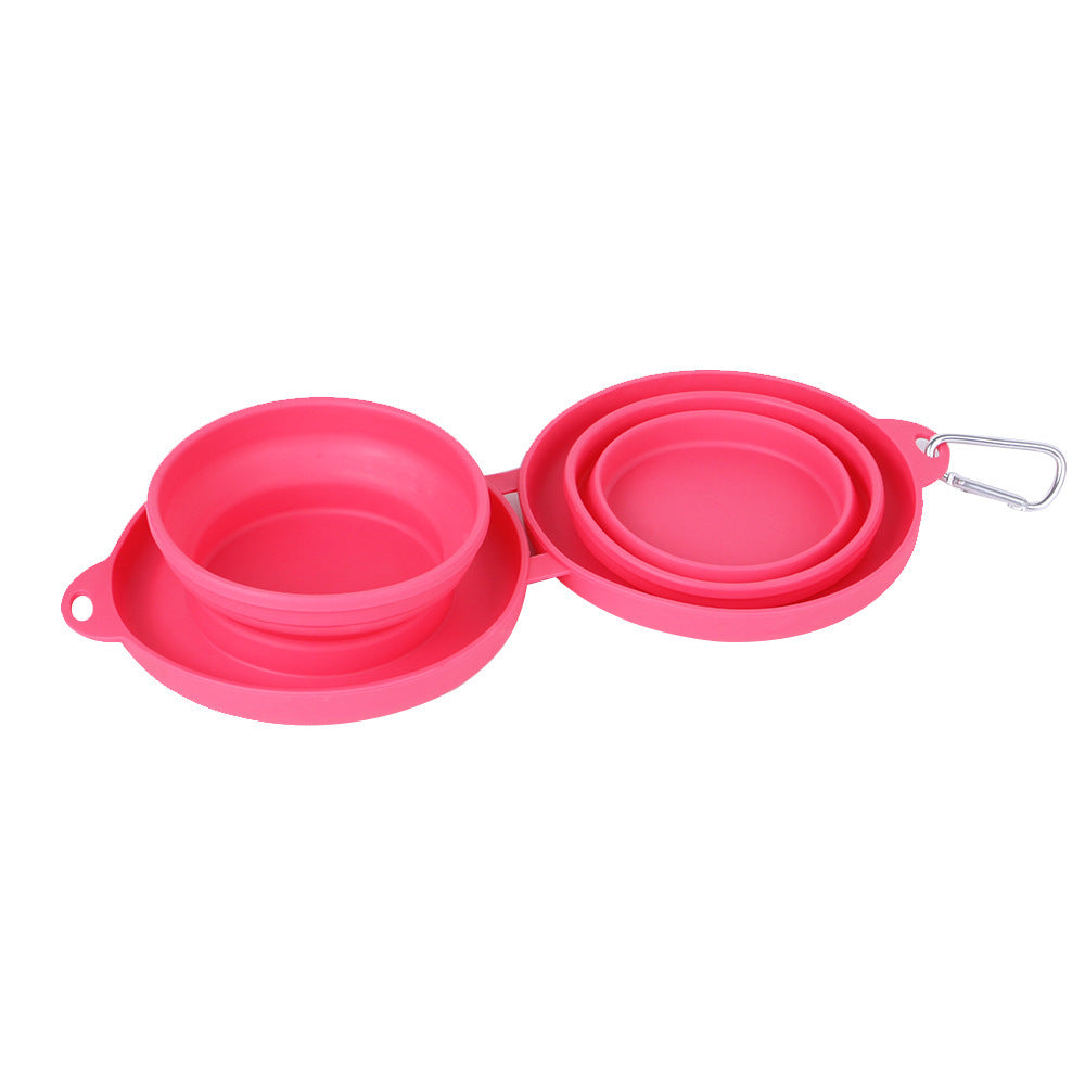 Bol de nourriture pliable en caoutchouc à double compartiment pour animaux de compagnie, fournitures pour animaux, bols pour chiens et chats.