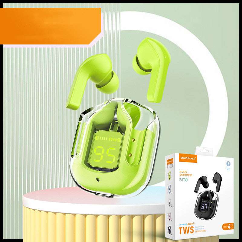 Nouveau mini casque sans fil transparent Bluetooth avec affichage numérique, réduction de bruit ENC, véritable sans fil, musique sportive.