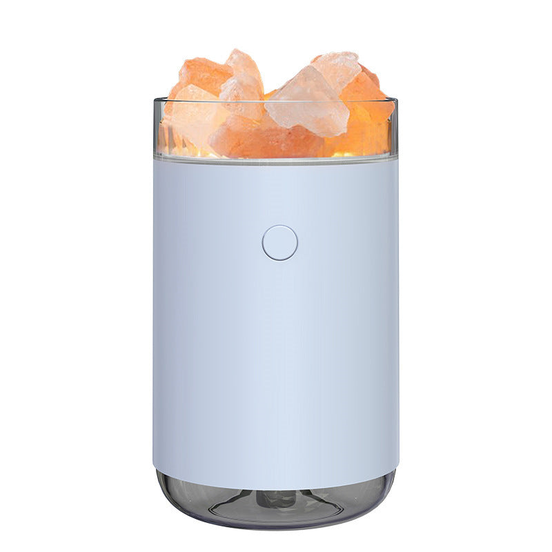 Humidificateur d'air en cristal de sel, diffuseur d'huiles essentielles ultrasonique de bureau avec lampe LED pour chambre à coucher et maison.