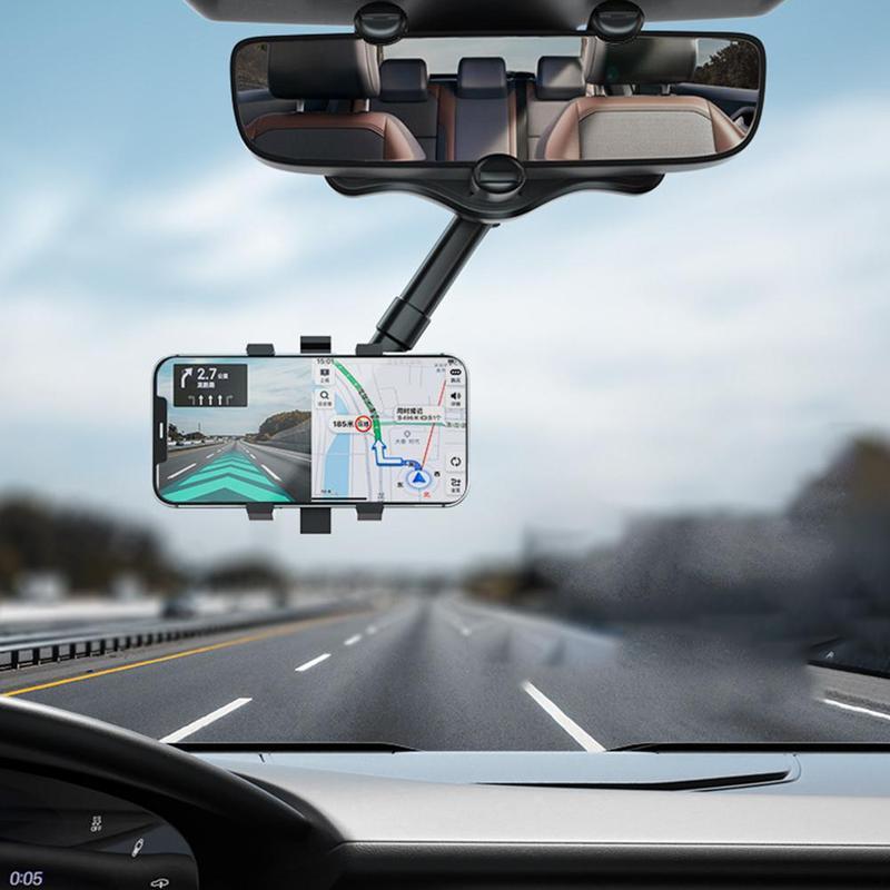 Support de téléphone pour rétroviseur pour voiture, rotatif et rétractable, support de téléphone multifonctionnel à 360 degrés, adapté à tous les téléphones mobiles et à toutes les voitures.