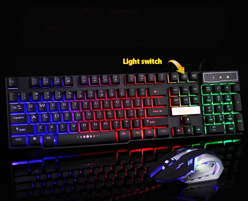 Clavier de jeu industriel avec câble USB lumineux.