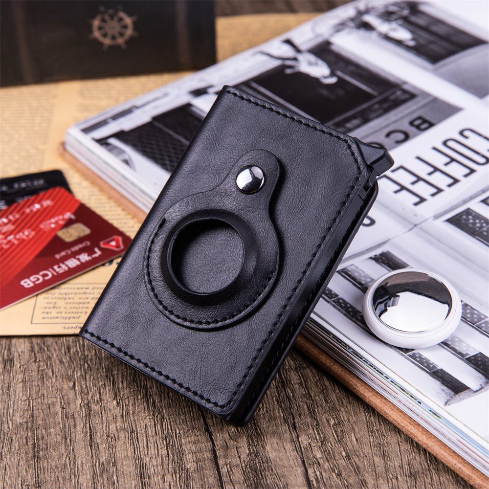 Porte-cartes antivol pour homme avec trou de traqueur