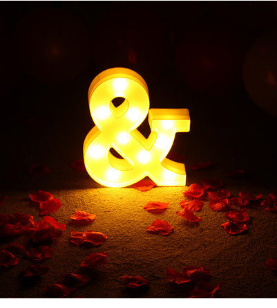 Veilleuse LED lumineuse avec lettres et chiffres de l'alphabet anglais, lampe à piles, décoration romantique pour mariage, fête de Noël