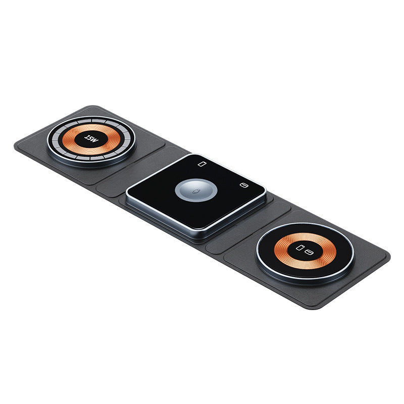 Station de chargement sans fil magnétique pliable 3 EN 1 pour iPhone, chargement rapide transparent pour iWatch et AirPods.