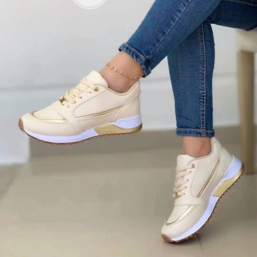 Chaussures plates décontractées à lacets pour femmes, baskets de sport à bout rond peu profondes pour la marche