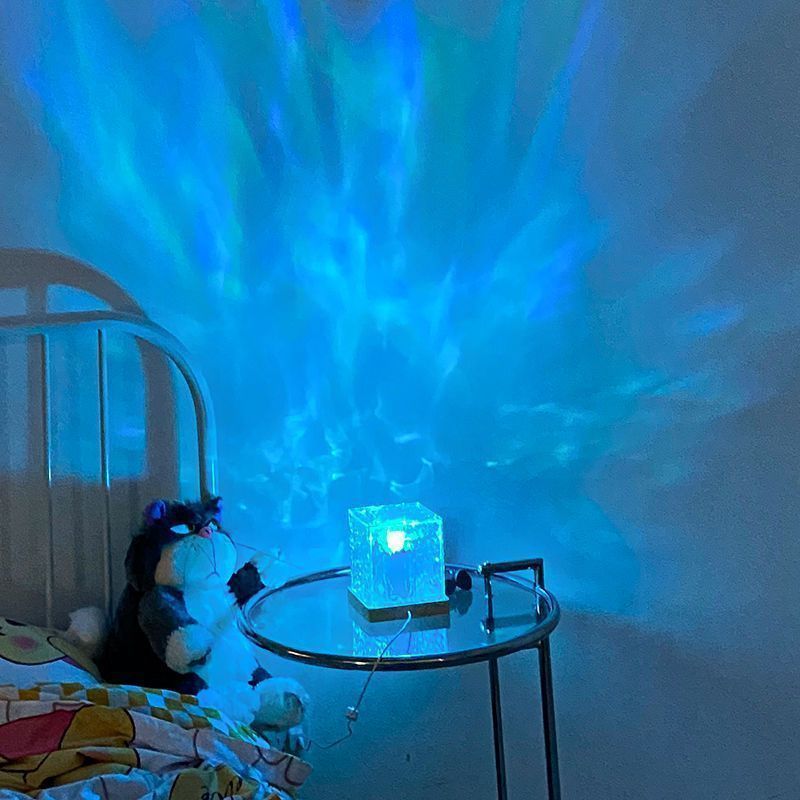 Lampe de table à LED 16 couleurs avec effet ondulation de l'eau, USB, rotative, en cristal, à intensité variable, RVB, décoration de la maison