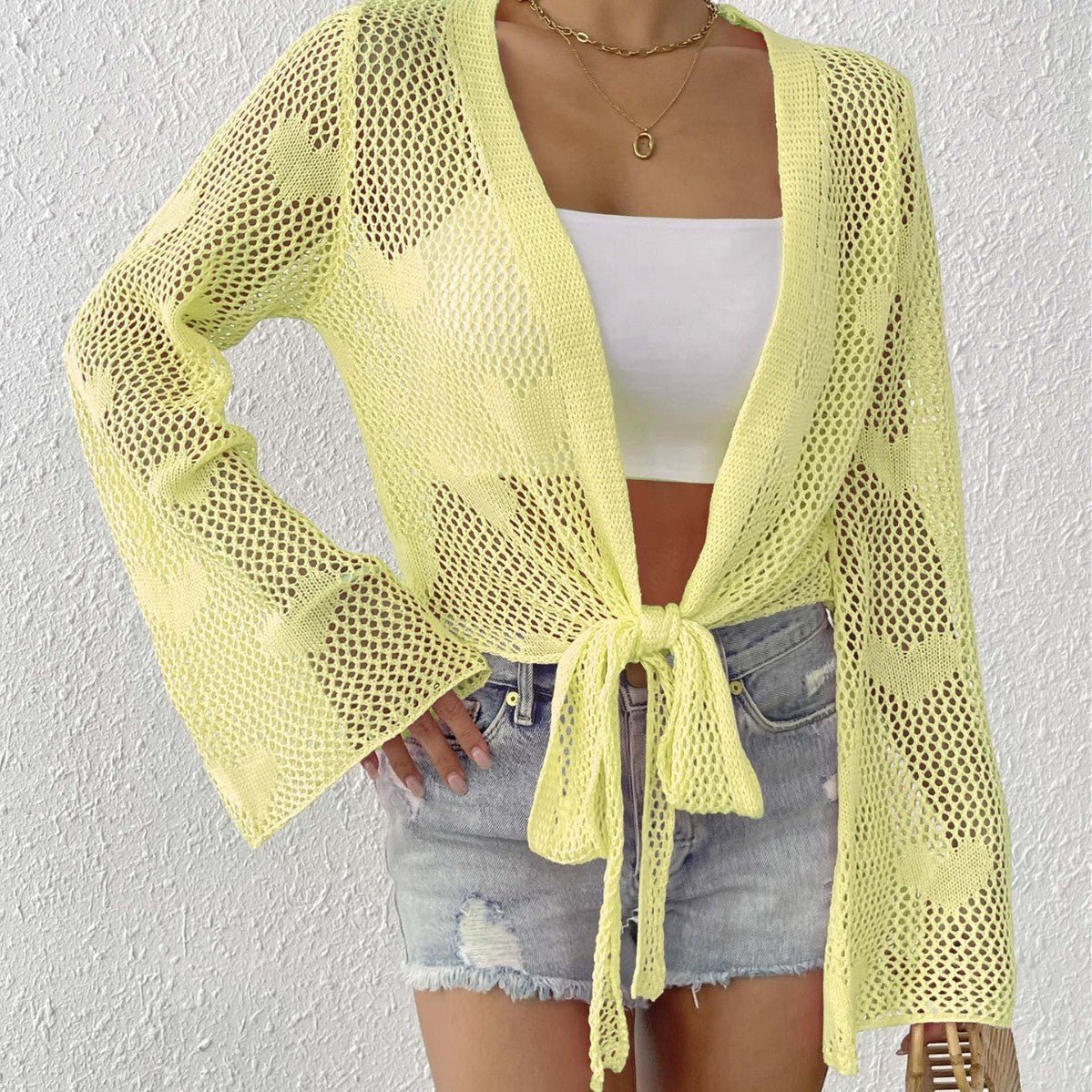 Cardigan à lacets et manches cloche pour femme - KaoKao