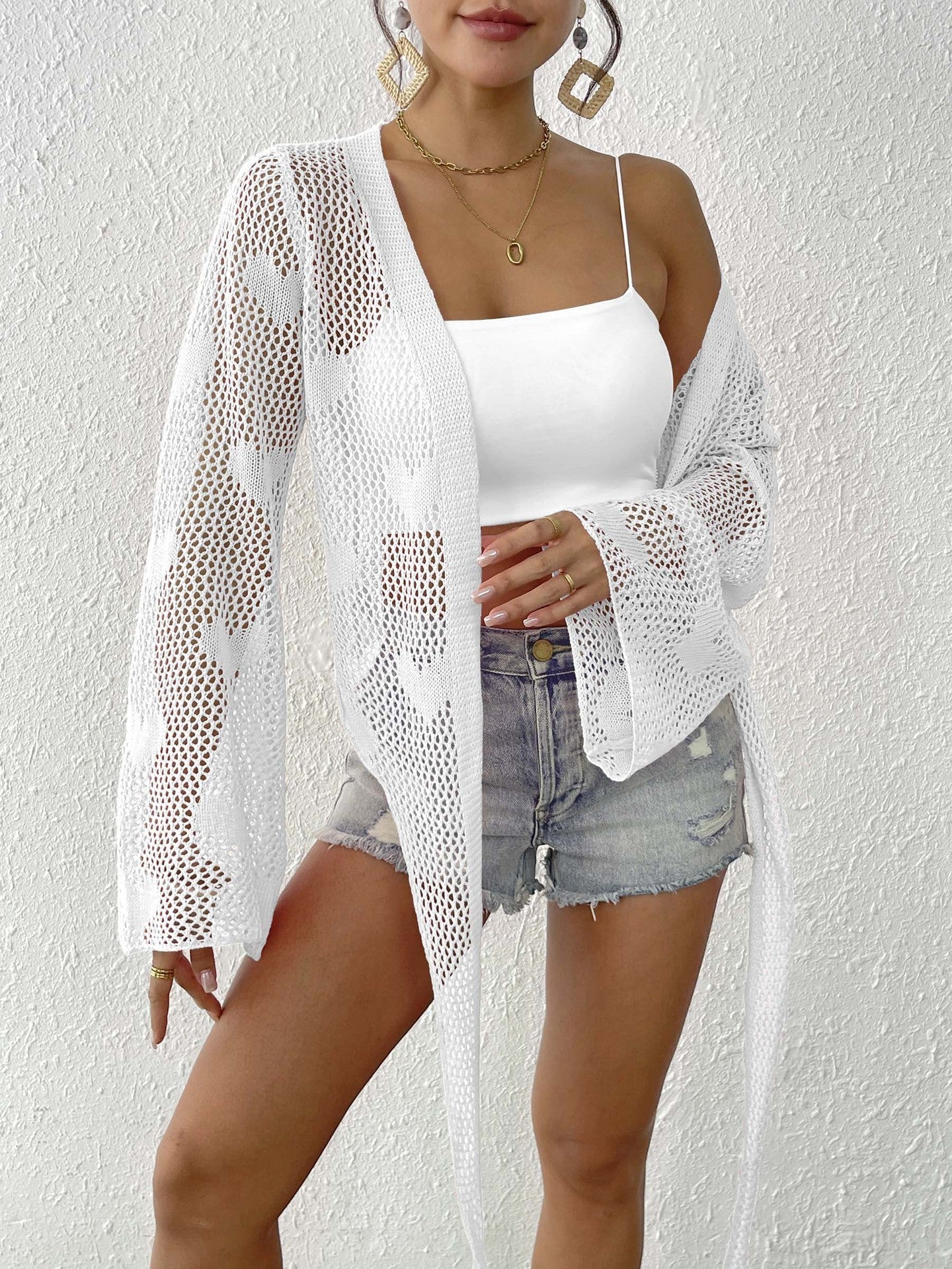 Cardigan à lacets et manches cloche pour femme - KaoKao