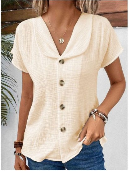 Cardigan d'été à manches courtes et boutons pour femme, couleur unie, tendance - KaoKao