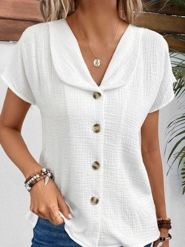 Cardigan d'été à manches courtes et boutons pour femme, couleur unie, tendance - KaoKao
