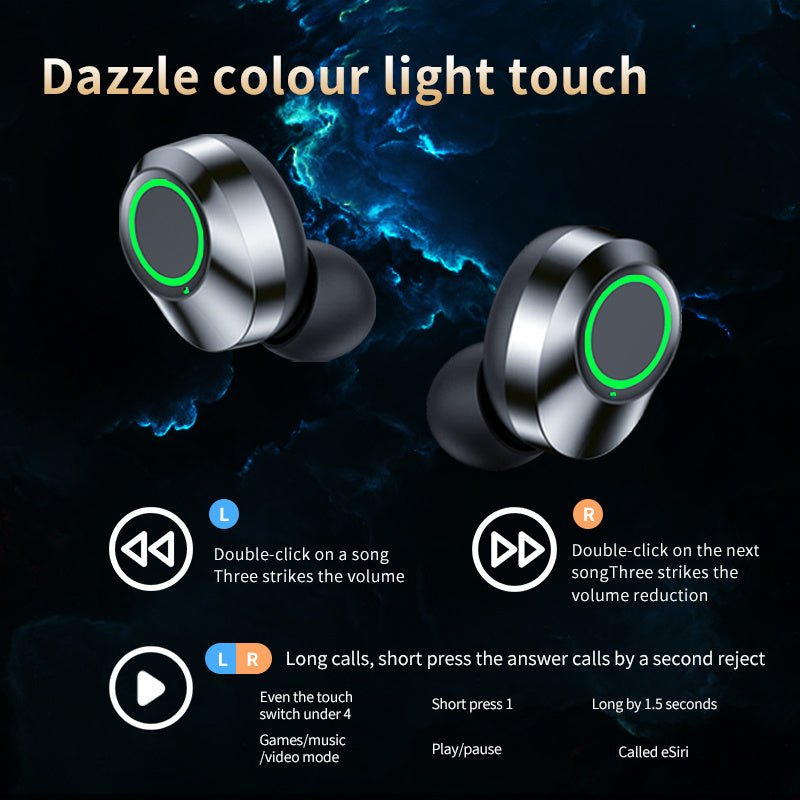 Casque sans fil Bluetooth compatible YD03 TWS avec grand écran, affichage numérique intelligent, intra - auriculaire, lumière respirante - KaoKao