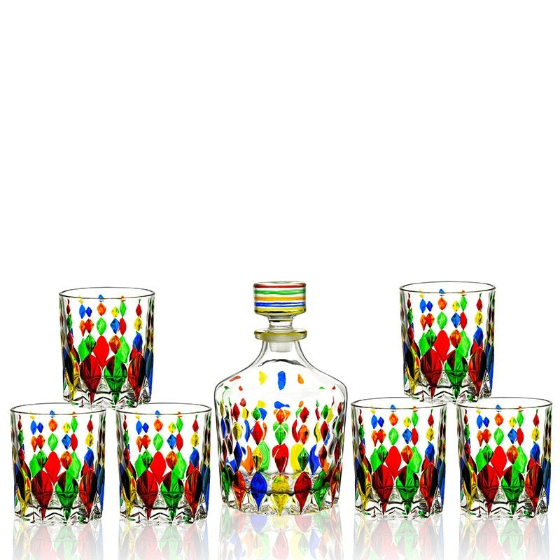 Ensemble de verres à liqueur en cristal peint, ensemble de vin de haute qualité, tasse en verre coloré.