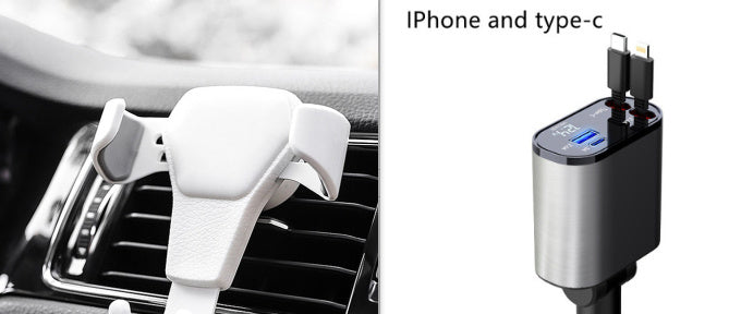 Chargeur de voiture en métal 100W Super Charge rapide Adaptateur USB et TYPE-C pour allume-cigare