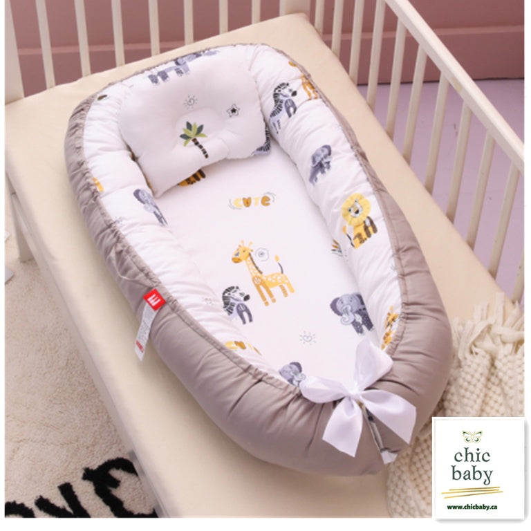 Lit de voyage pour enfants, berceau portable, amovible et lavable en coton.