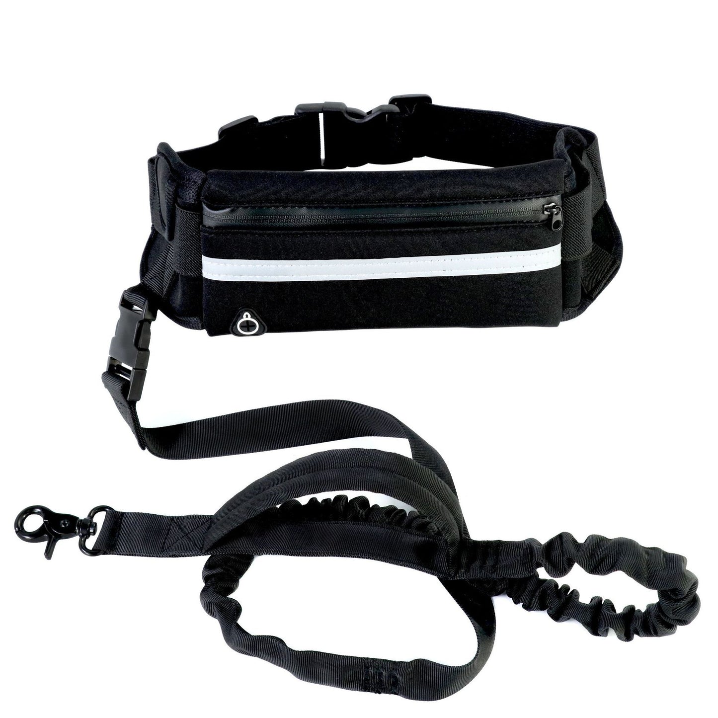 Laisse pour chien mains libres, ceinture de promenade et d'entraînement pour animaux de compagnie avec laisse élastique absorbant les chocs pour chiens de grande taille jusqu'à 180 lbs, poche pour téléphone et support pour bouteille d'eau.