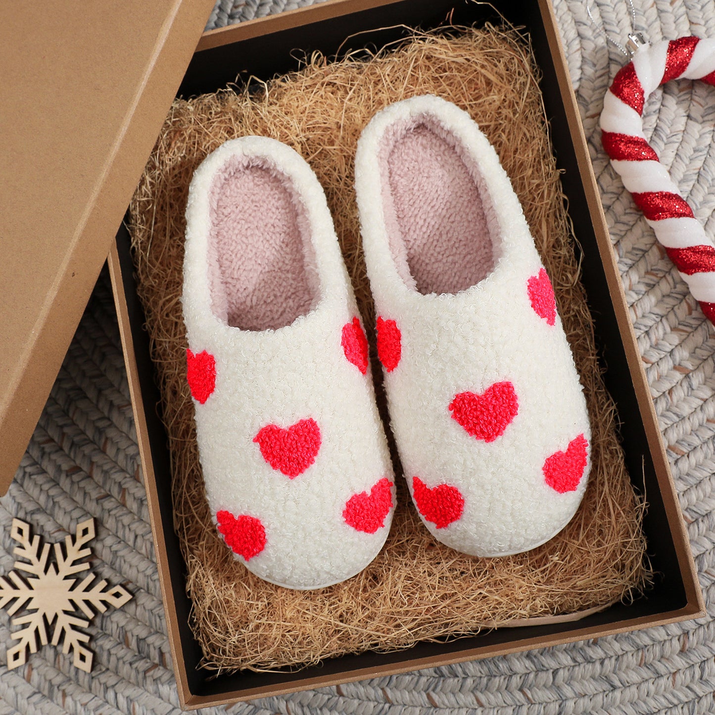 Chaussons d'intérieur chauds en coton pour la Saint-Valentin