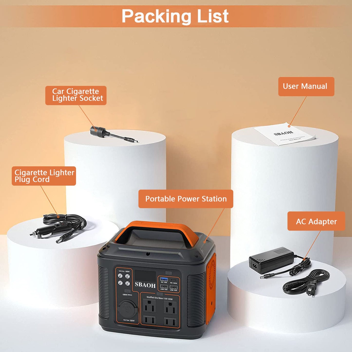 Centrale électrique portable P302, prise américaine, batterie de secours au lithium 300 W 296 Wh, générateur solaire pour alimentation de secours domestique et extérieure, panneau solaire non inclus. - KaoKao