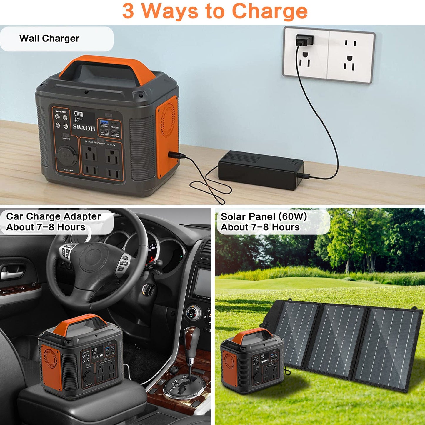 Centrale électrique portable P302, prise américaine, batterie de secours au lithium 300 W 296 Wh, générateur solaire pour alimentation de secours domestique et extérieure, panneau solaire non inclus. - KaoKao