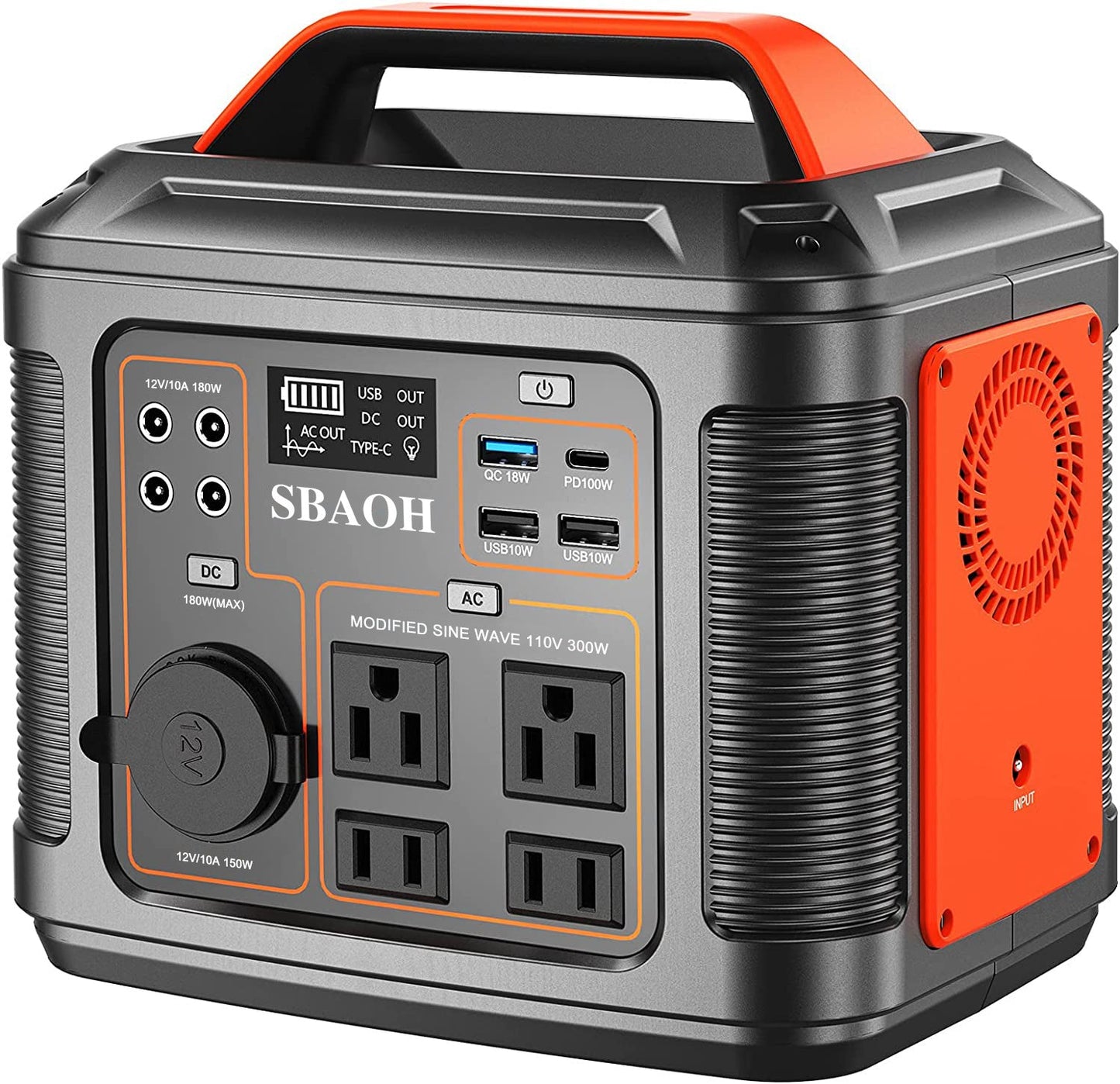 Centrale électrique portable P302, prise américaine, batterie de secours au lithium 300 W 296 Wh, générateur solaire pour alimentation de secours domestique et extérieure, panneau solaire non inclus. - KaoKao