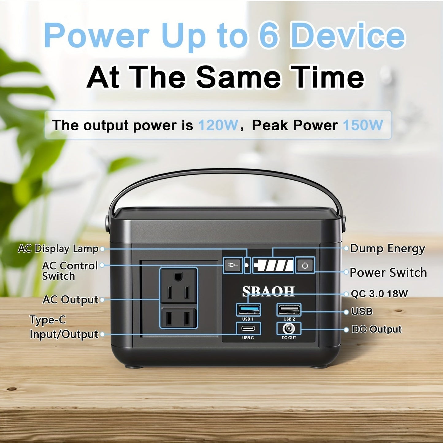 Centrale électrique portable P86, batterie LiFePo4 88,8 Wh, avec sorties CA 120 W, générateur solaire pour voyage et camping - KaoKao