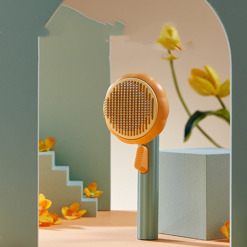 Nouvelle brosse pour chat à poils, vente chaude, peigne en acier inoxydable à main, auto-nettoyant, boucleur pour l'élimination des poils.