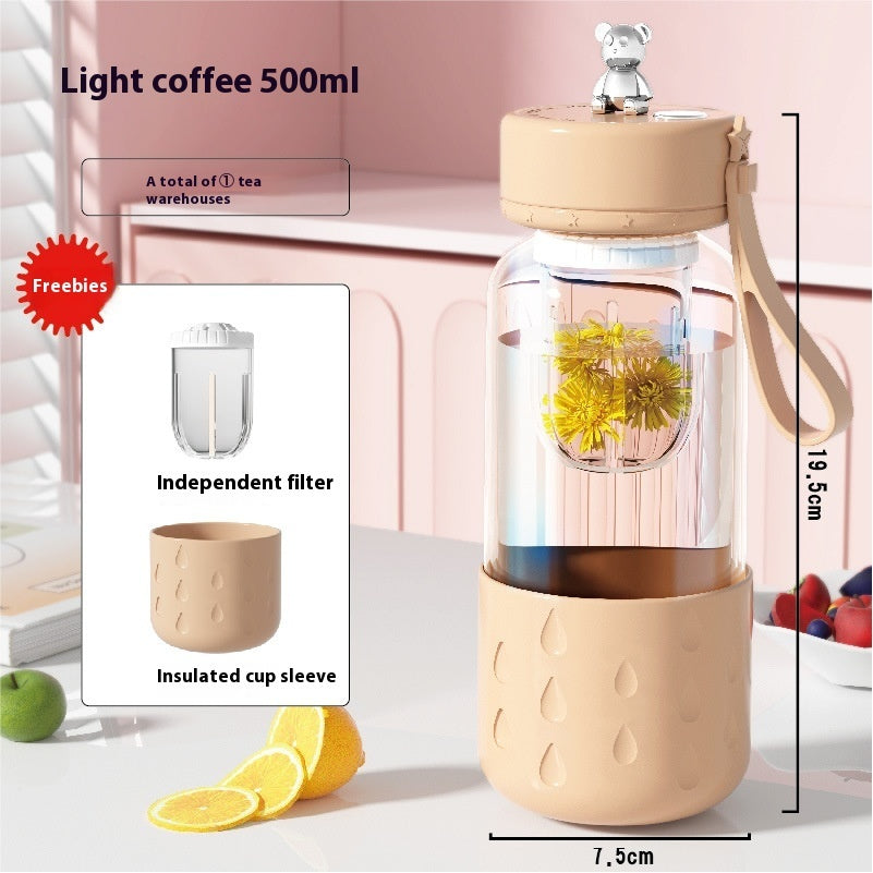 Séparation de l'eau de thé, tasse en verre magnétique, tasse à eau scellée sans fuite, infuseur de tasse à eau de thé, verre à boire, bouteille d'eau avec filtre à thé.