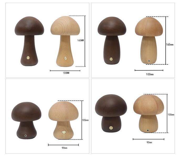 Lampe de nuit LED en bois en forme de champignon mignon avec interrupteur tactile, lampe de table de chevet pour chambre à coucher, chambre d'enfants, lampes de nuit pour le sommeil, décoration intérieure.