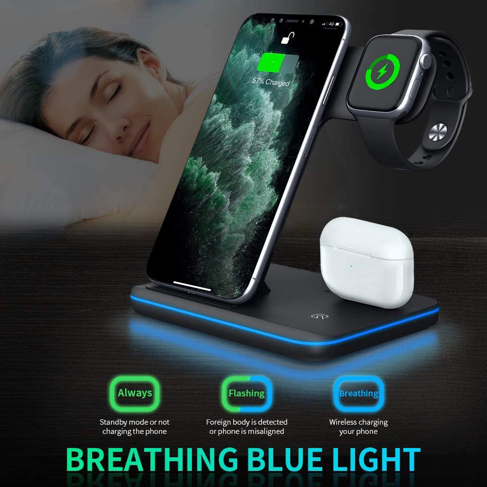 Chargeur sans fil 3 en 1 pour téléphone mobile, montre, écouteurs. - KaoKao