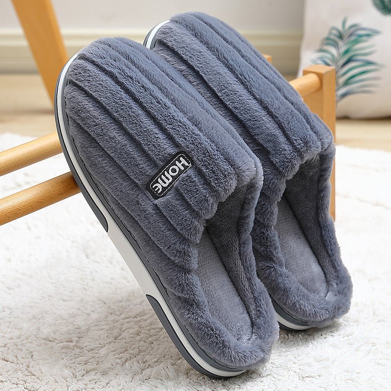 Chaussons en coton pour femmes, hiver, grande taille, rayés, en peluche, d'intérieur. - KaoKao