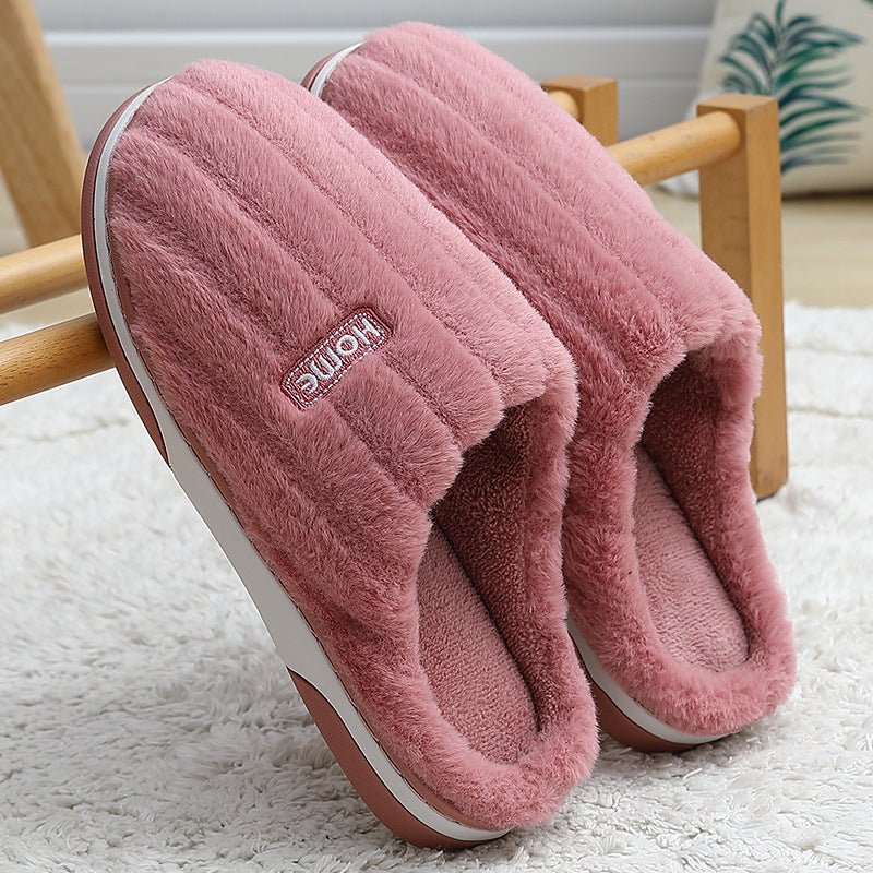 Chaussons en coton pour femmes, hiver, grande taille, rayés, en peluche, d'intérieur. - KaoKao
