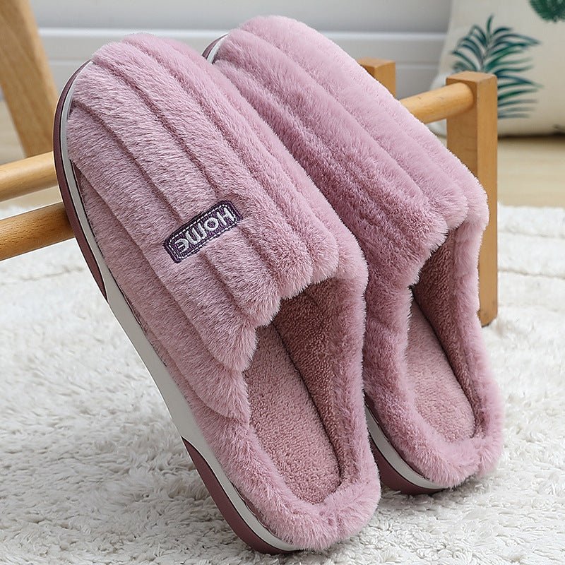 Chaussons en coton pour femmes, hiver, grande taille, rayés, en peluche, d'intérieur. - KaoKao