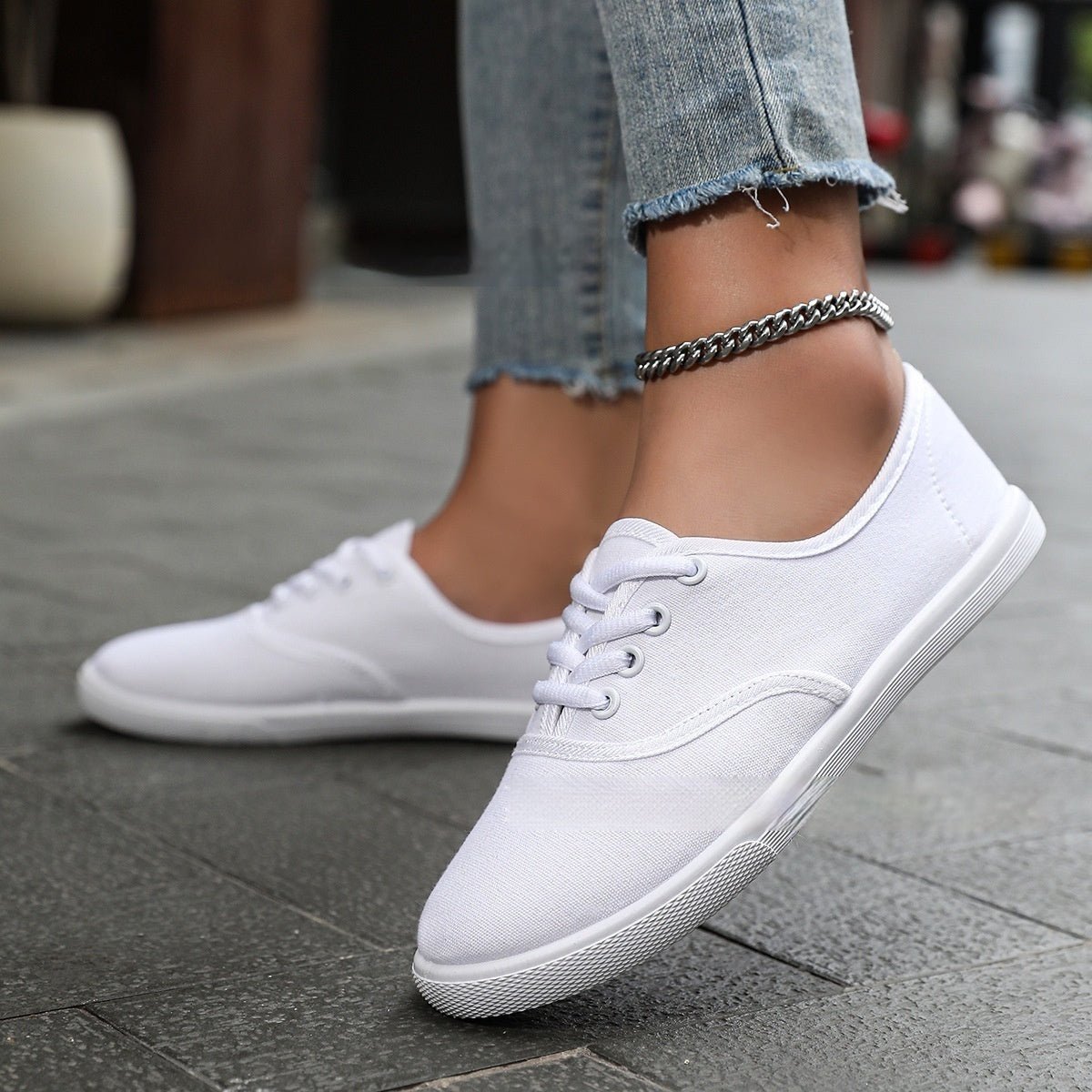 Chaussures blanches solides pour l'entraînement de course pour femmes - KaoKao