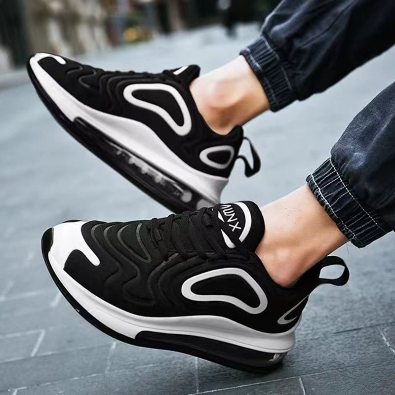 Chaussures décontractées à coussin d'air noires pour hommes, baskets respirantes à lacets pour l'extérieur, chaussures de sport de course - KaoKao