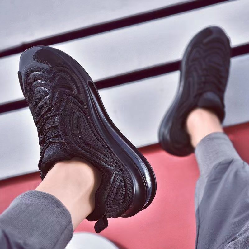 Chaussures décontractées à coussin d'air noires pour hommes, baskets respirantes à lacets pour l'extérieur, chaussures de sport de course - KaoKao