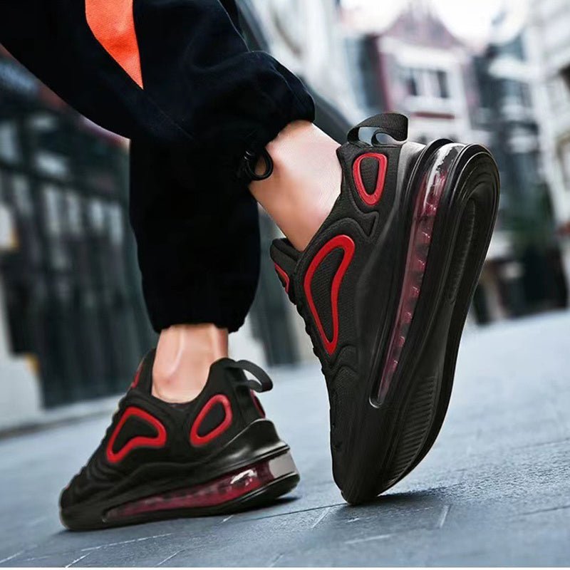 Chaussures décontractées à coussin d'air noires pour hommes, baskets respirantes à lacets pour l'extérieur, chaussures de sport de course - KaoKao