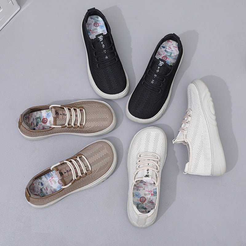 Chaussures en tissu de Pékin ancien pour femmes, chaussures décontractées pour mamans, pompes tricotées respirantes printemps et automne. - KaoKao