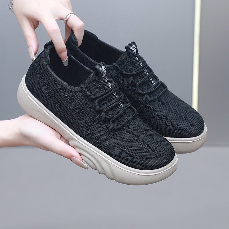 Chaussures en tissu de Pékin ancien pour femmes, chaussures décontractées pour mamans, pompes tricotées respirantes printemps et automne. - KaoKao