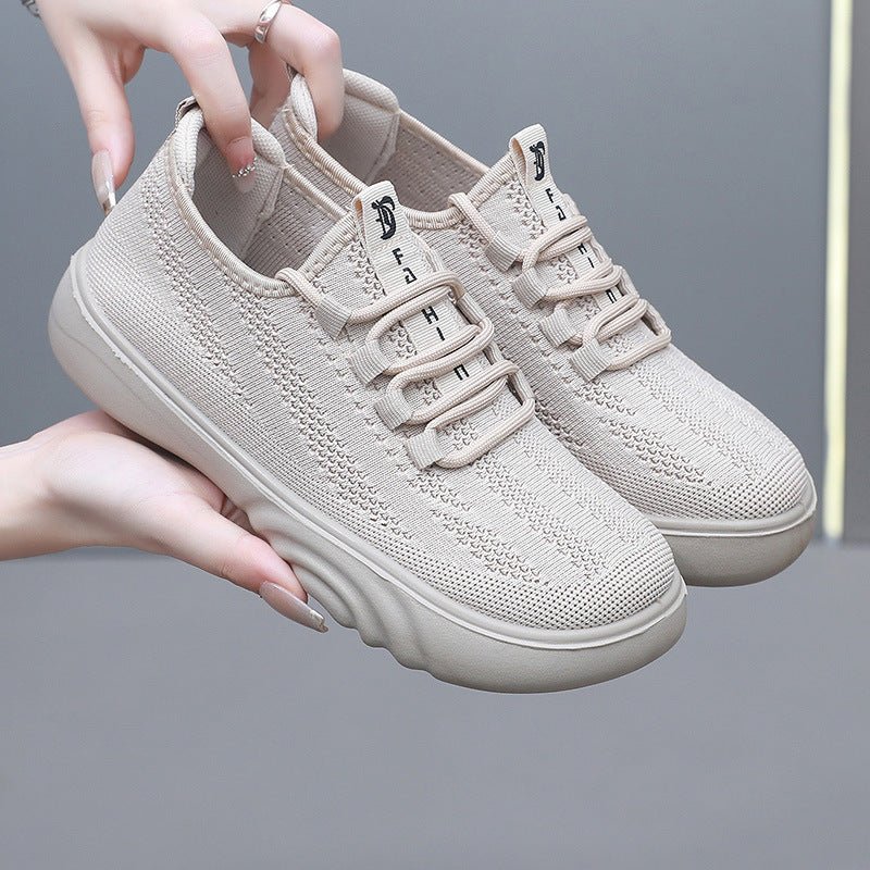 Chaussures en tissu de Pékin ancien pour femmes, chaussures décontractées pour mamans, pompes tricotées respirantes printemps et automne. - KaoKao
